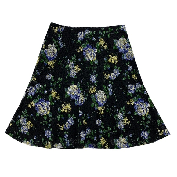 Vintage Black Floral Stretch Lace Midi Length Skirt by Tailor B.Moss USA - Picture 16 of 16